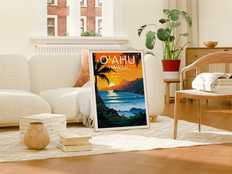 O‘ahu Travel Poster, Hawaii Wall Art, Hawaii Print, O‘ahu Poster, Hawaii Poster, Island Poster, O‘ahu Art