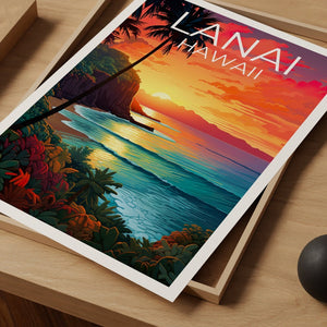 Lanai Travel Poster, Hawaii Wall Art, Hawaii Print, Lanai Poster, Hawaii Poster, Beach Print, Hawaii Print