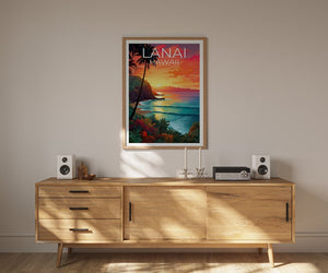 Lanai Travel Poster, Hawaii Wall Art, Hawaii Print, Lanai Poster, Hawaii Poster, Beach Print, Hawaii Print