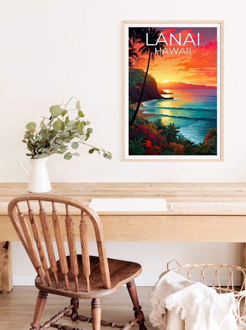 Lanai Travel Poster, Hawaii Wall Art, Hawaii Print, Lanai Poster, Hawaii Poster, Beach Print, Hawaii Print