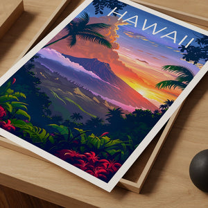 Hawaii Poster, Hawaii Print, Tropical Island Poster, Island Print, Hawaii Travel Poster, Hiking Poster, Hawaii Art