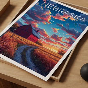 Affiche de voyage du Nebraska, art mural de ferme, impression de ferme, affiche du Nebraska, affiche du Nebraska, impression du Nebraska, art du Nebraska