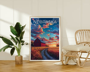 Affiche de voyage du Nebraska, art mural de ferme, impression de ferme, affiche du Nebraska, affiche du Nebraska, impression du Nebraska, art du Nebraska