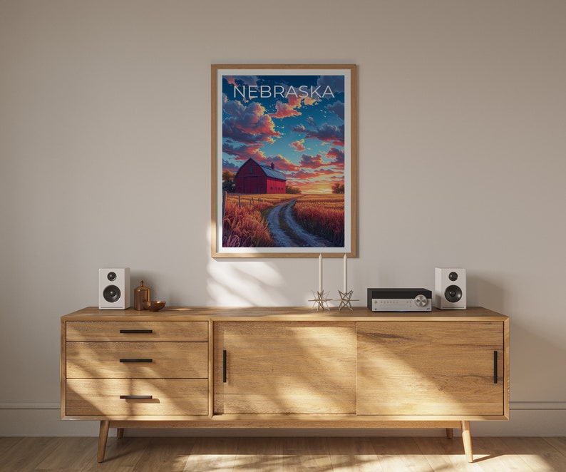 Affiche de voyage du Nebraska, art mural de ferme, impression de ferme, affiche du Nebraska, affiche du Nebraska, impression du Nebraska, art du Nebraska