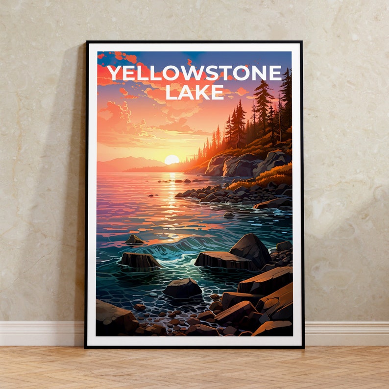 Affiche du lac Yellowstone, Impression du lac Yellowstone, Affiche du Wyoming, Impression du Wyoming, Affiche de voyage du lac Yellowstone, Affiche du lac
