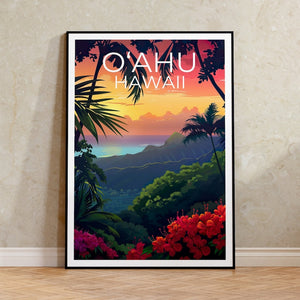 O‘ahu Poster, O‘ahu Print, Hawaii Poster, Hawaii Print, Oahu Poster, Tropical Island Poster, Oahu Art