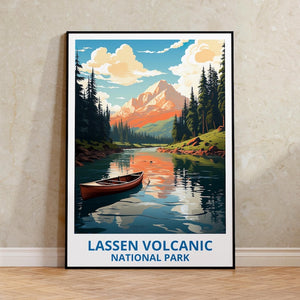 Lassen Volcanic Travel Print California Poster Mount Lassen Wall Art Mountain Illustration Landscape Poster Home Decor Birthday Gift