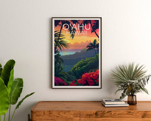 O‘ahu Poster, O‘ahu Print, Hawaii Poster, Hawaii Print, Oahu Poster, Tropical Island Poster, Oahu Art