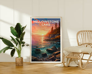Affiche du lac Yellowstone, Impression du lac Yellowstone, Affiche du Wyoming, Impression du Wyoming, Affiche de voyage du lac Yellowstone, Affiche du lac
