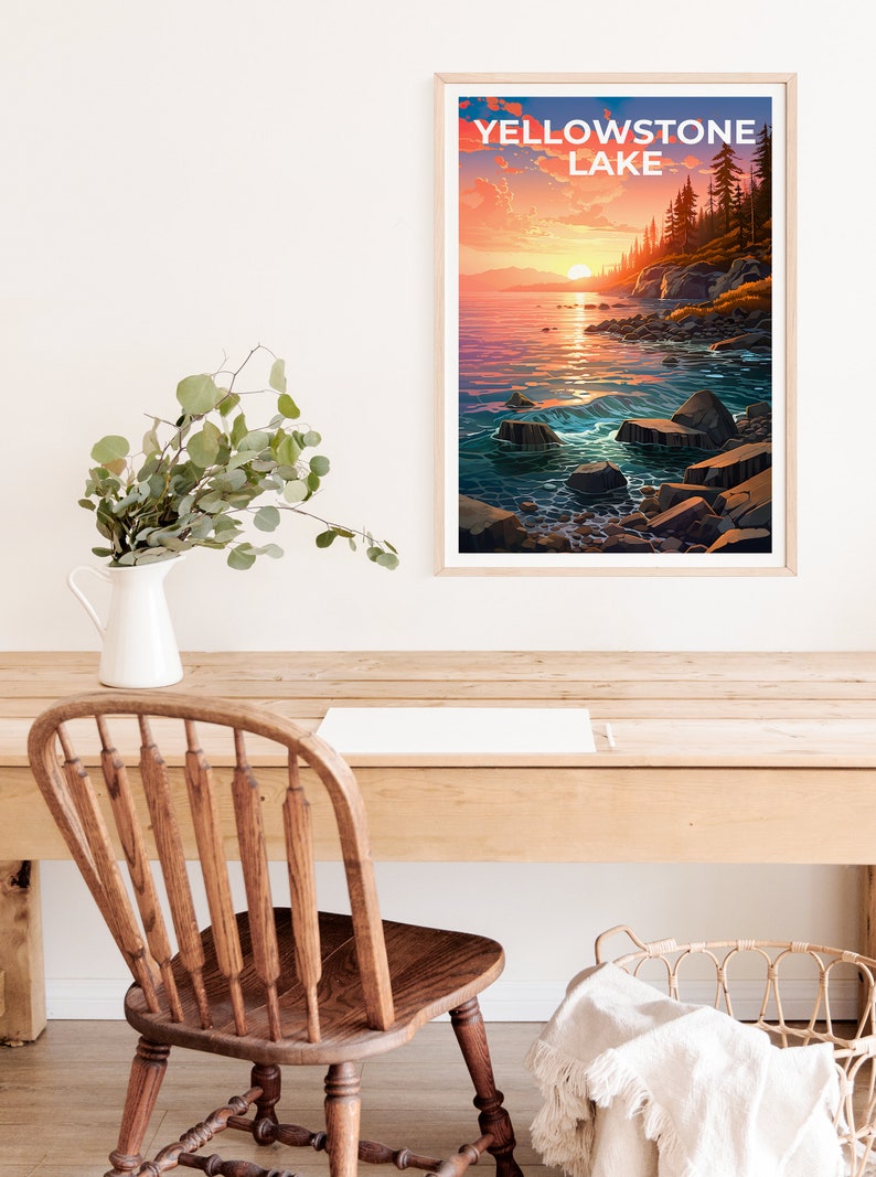 Affiche du lac Yellowstone, Impression du lac Yellowstone, Affiche du Wyoming, Impression du Wyoming, Affiche de voyage du lac Yellowstone, Affiche du lac