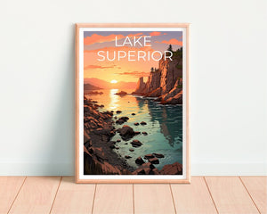 Affiche du lac Supérieur, Art du lac Supérieur, Affiche des Grands Lacs, Art des Grands Lacs