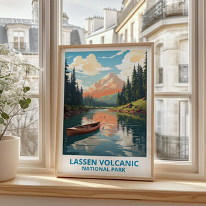 Lassen Volcanic Travel Print California Poster Mount Lassen Wall Art Mountain Illustration Landscape Poster Home Decor Birthday Gift