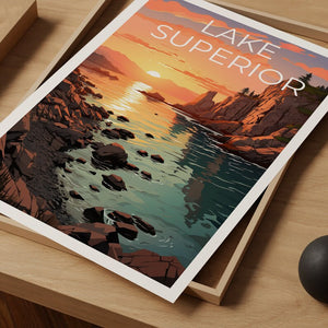 Affiche du lac Supérieur, Art du lac Supérieur, Affiche des Grands Lacs, Art des Grands Lacs