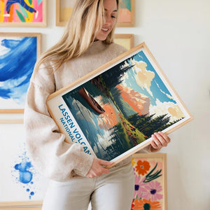 Lassen Volcanic Travel Print California Poster Mount Lassen Wall Art Mountain Illustration Landscape Poster Home Decor Birthday Gift