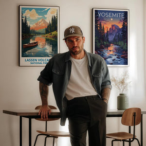 Lassen Volcanic Travel Print California Poster Mount Lassen Wall Art Mountain Illustration Landscape Poster Home Decor Birthday Gift