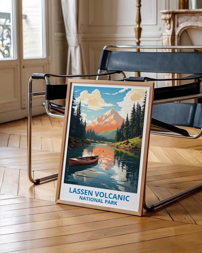 Lassen Volcanic Travel Print California Poster Mount Lassen Wall Art Mountain Illustration Landscape Poster Home Decor Birthday Gift