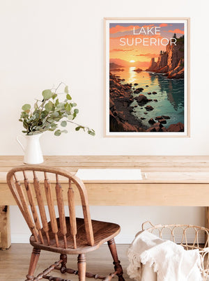 Affiche du lac Supérieur, Art du lac Supérieur, Affiche des Grands Lacs, Art des Grands Lacs