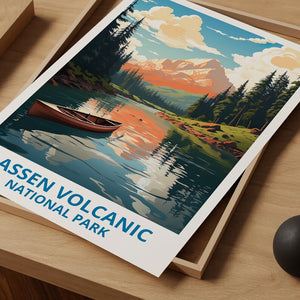 Lassen Volcanic Travel Print California Poster Mount Lassen Wall Art Mountain Illustration Landscape Poster Home Decor Birthday Gift