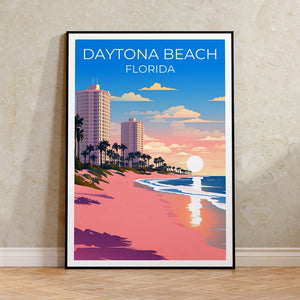 Affiche de voyage de Daytona Beach, art mural de Floride, impression de Floride, affiche de Dayton Beach, affiche de plage de Floride, affiche de nature, art de Daytona Beach