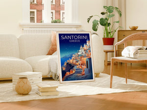 Santorini Travel Poster, Greece Wall Art, Greece Print, Santorini Poster, Greek Island Poster, City Poster, Santorini Art