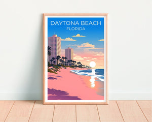 Affiche de voyage de Daytona Beach, art mural de Floride, impression de Floride, affiche de Dayton Beach, affiche de plage de Floride, affiche de nature, art de Daytona Beach