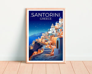 Santorini Travel Poster, Greece Wall Art, Greece Print, Santorini Poster, Greek Island Poster, City Poster, Santorini Art