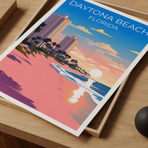 Affiche de voyage de Daytona Beach, art mural de Floride, impression de Floride, affiche de Dayton Beach, affiche de plage de Floride, affiche de nature, art de Daytona Beach