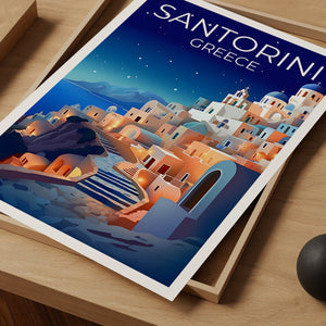 Santorini Travel Poster, Greece Wall Art, Greece Print, Santorini Poster, Greek Island Poster, City Poster, Santorini Art