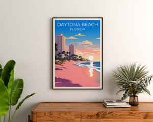 Affiche de voyage de Daytona Beach, art mural de Floride, impression de Floride, affiche de Dayton Beach, affiche de plage de Floride, affiche de nature, art de Daytona Beach