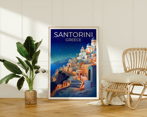 Santorini Travel Poster, Greece Wall Art, Greece Print, Santorini Poster, Greek Island Poster, City Poster, Santorini Art
