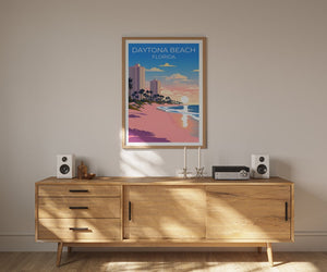 Affiche de voyage de Daytona Beach, art mural de Floride, impression de Floride, affiche de Dayton Beach, affiche de plage de Floride, affiche de nature, art de Daytona Beach