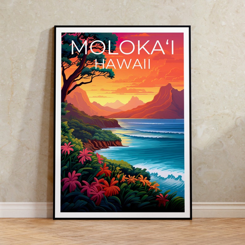Moloka‘i Poster, Moloka‘i Print, Hawaii Art, Molokai Poster, Moloka‘i Poster, Hawaii Poster, Hawaii Island Poster