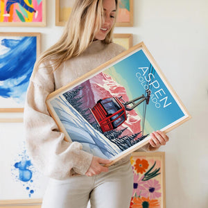 Aspen Travel Print Colorado Poster Ski Gondola Wall Art  Mountain Illustration Aspen Poster Home Decor Birthday Gift