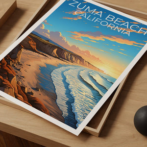 Affiche de voyage de Zuma Beach, art mural de Californie, impression de Californie, affiche de Zuma Beach, affiche de plage de Californie, cadeau de Zuma Beach