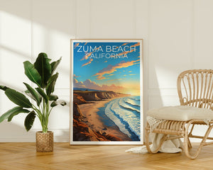Affiche de voyage de Zuma Beach, art mural de Californie, impression de Californie, affiche de Zuma Beach, affiche de plage de Californie, cadeau de Zuma Beach