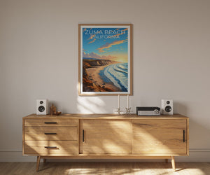 Affiche de voyage de Zuma Beach, art mural de Californie, impression de Californie, affiche de Zuma Beach, affiche de plage de Californie, cadeau de Zuma Beach