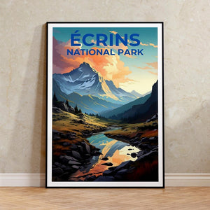 Affiche de voyage Écrins, Art mural France, Impression France, Affiche Écrins, Affiche France, Affiche Nature, Art Écrins