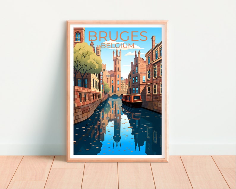 Bruges Travel Poster, Belgium Wall Art, Belgium Print, Bruges Poster, Europe Poster, City Poster, Bruges Art