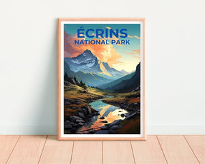 Affiche de voyage Écrins, Art mural France, Impression France, Affiche Écrins, Affiche France, Affiche Nature, Art Écrins