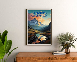 Affiche de voyage Écrins, Art mural France, Impression France, Affiche Écrins, Affiche France, Affiche Nature, Art Écrins