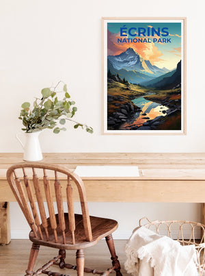 Affiche de voyage Écrins, Art mural France, Impression France, Affiche Écrins, Affiche France, Affiche Nature, Art Écrins