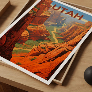Utah Travel Poster, Utah Wall Art, Utah Print, Utah Poster, Zion Poster, Utah Art