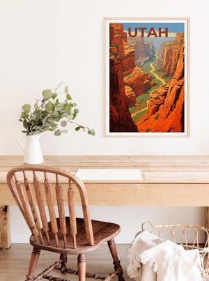 Utah Travel Poster, Utah Wall Art, Utah Print, Utah Poster, Zion Poster, Utah Art