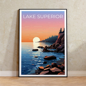 Lake Superior Travel Poster, Lake Art, Lake Poster, Lake Superior Poster, Lake Superior Print, Nature Poster