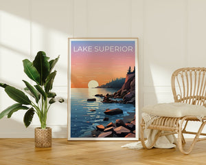 Lake Superior Travel Poster, Lake Art, Lake Poster, Lake Superior Poster, Lake Superior Print, Nature Poster