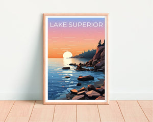 Lake Superior Travel Poster, Lake Art, Lake Poster, Lake Superior Poster, Lake Superior Print, Nature Poster