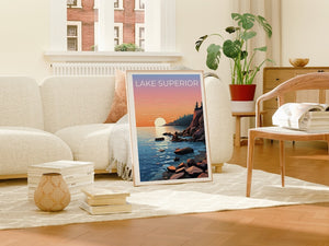 Lake Superior Travel Poster, Lake Art, Lake Poster, Lake Superior Poster, Lake Superior Print, Nature Poster