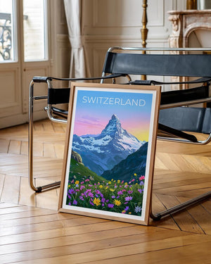 Switzerland Travel Print Matterhorn Poster Swiss Alps Wall Art Mountain Illustration Switzerland Poster Home Decor Birthday Gift