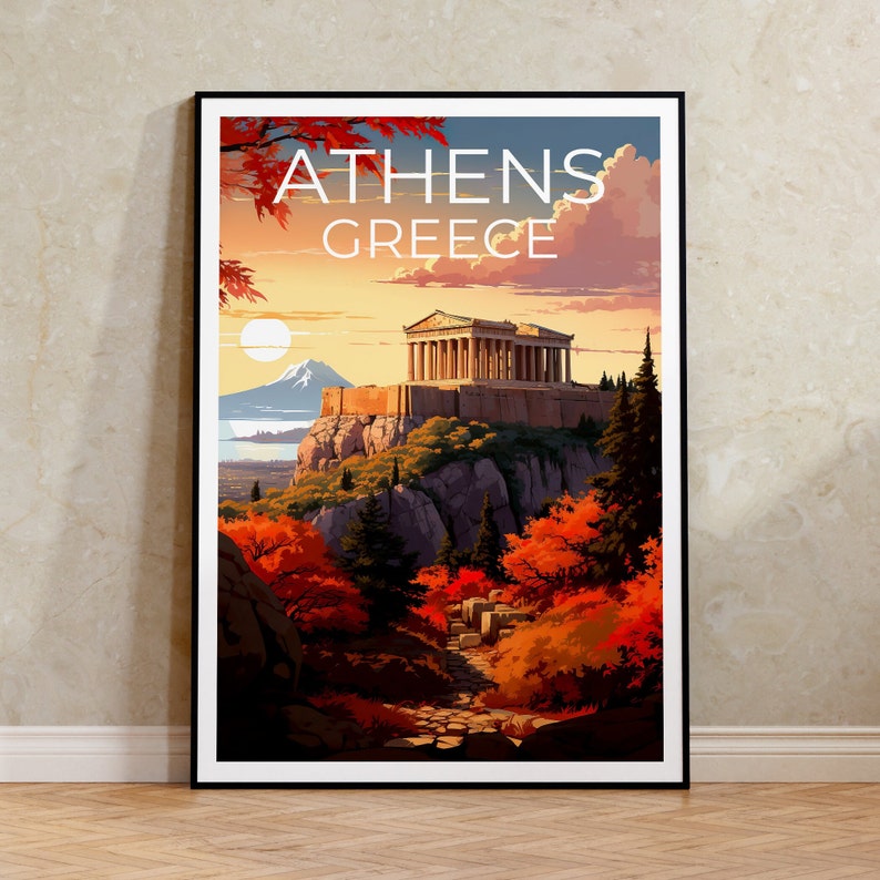 Athens Travel Poster, Parthenon Wall Art, Parthenon Print, Athens Poster, Acropolis Poster, Parthenon Poster