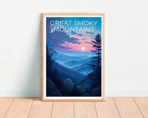 Great Smoky Mountains Travel Poster, Mountain Wall Art, Mountain Print, Great Smoky Mountain Poster, National Park Poster